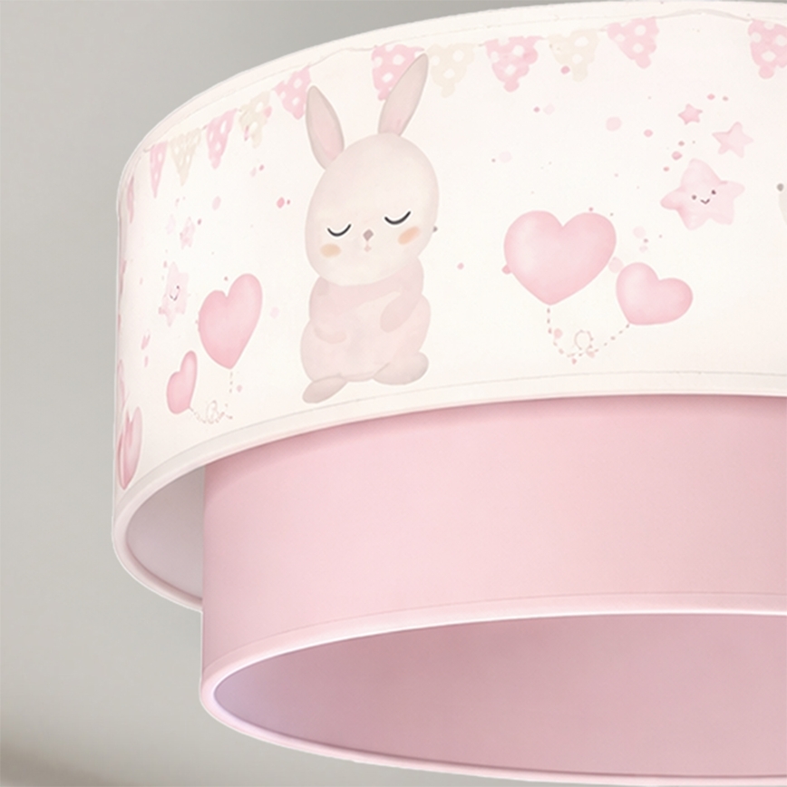 Brilagi - Plafonnier LED pour enfant BOBO 1xE27/60W/230V Ø 40 cm crème/rose/lapins