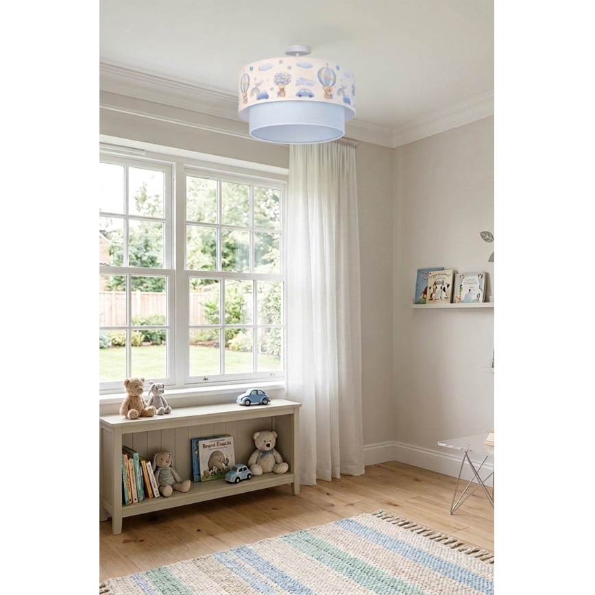 Brilagi - Plafonnier LED pour enfants BOBO 1xE27/10W/230V Ø 40 cm crème/bleu/motif oursons