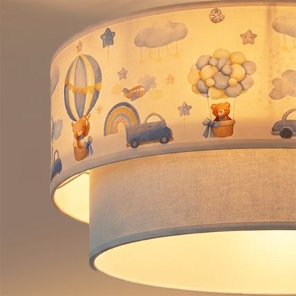 Brilagi - Plafonnier LED pour enfants BOBO 1xE27/10W/230V Ø 40 cm crème/bleu/motif oursons