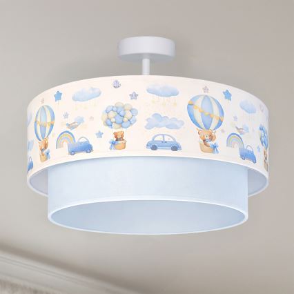 Brilagi - Plafonnier LED pour enfants BOBO 1xE27/10W/230V Ø 40 cm crème/bleu/motif oursons