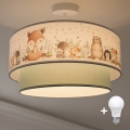 Brilagi-LED Plafonnier pour enfants BOBO 1xE27/60W/230V Ø 40 cm blanc/vert/motif animal