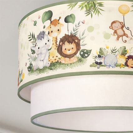 Brilagi - Plafonnier LED pour enfants BOBO 1xE27/60W/230V Ø 40 cm crème/vert/jungle