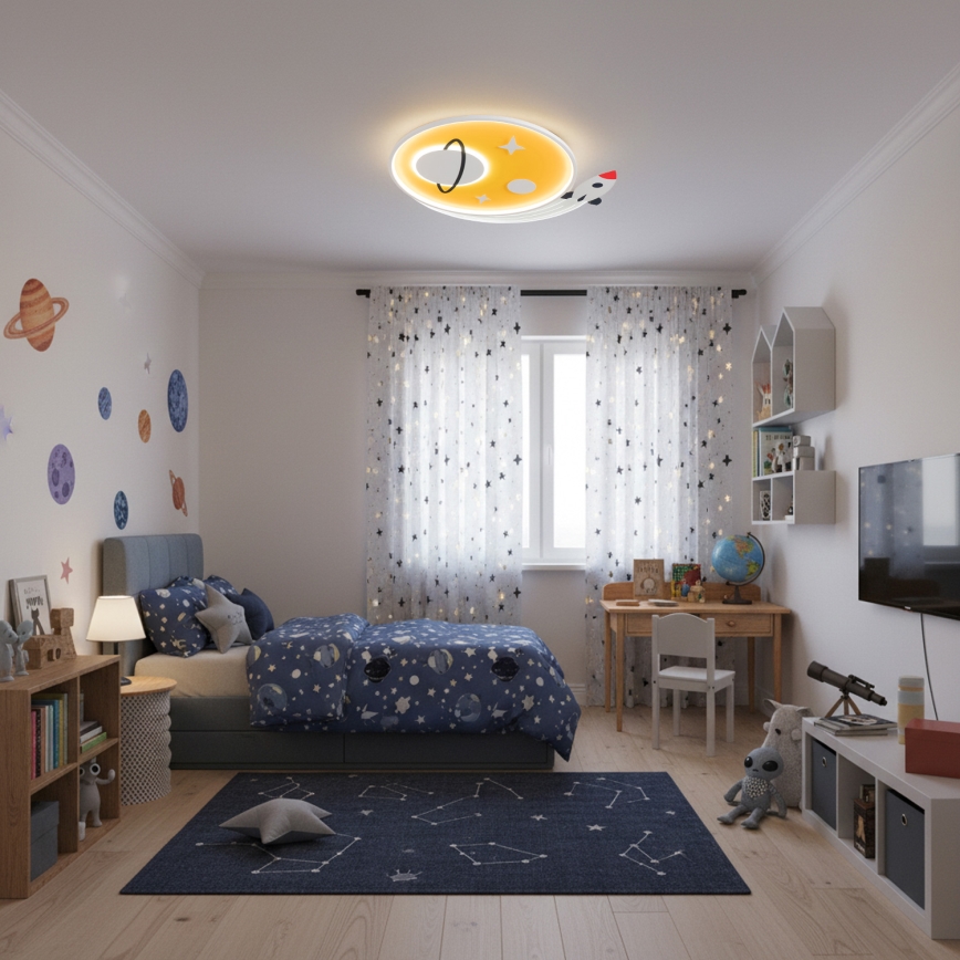 Brilagi - Plafonnier LED pour enfants STARSHIP LED/64W/230V 3000/4500/6000K jaune