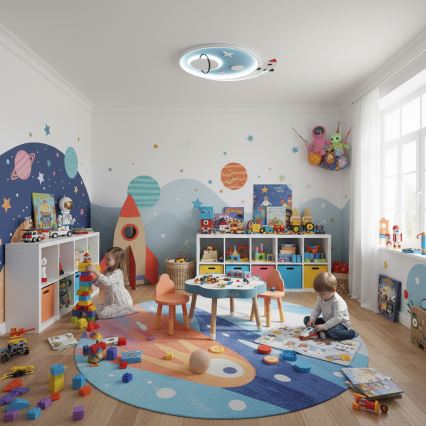 Brilagi -LED Plafonnier pour enfants STARSHIP LED/64W/230V 3000/4500K bleu