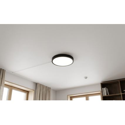 BRILAGI - Plafonnier LED de salle de bains avec capteur ZENNA LED/18W/230V Ø 29,5 cm IP44 noir + télécommande