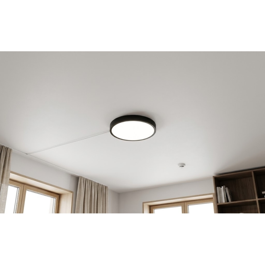 BRILAGI - Plafonnier LED de salle de bains avec capteur ZENNA LED/18W/230V Ø 29,5 cm IP44 noir + télécommande
