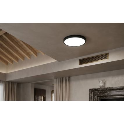 BRILAGI - Plafonnier LED de salle de bains avec capteur ZENNA LED/18W/230V Ø 29,5 cm IP44 noir + télécommande