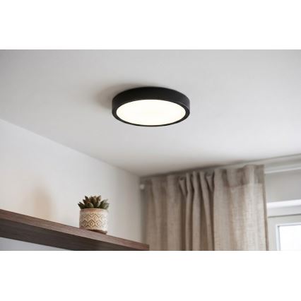 Brilagi - Plafonnier LED pour salle de bains avec capteur ZENNA LED/12W/230V Ø 25 cm IP44 noir + télécommande