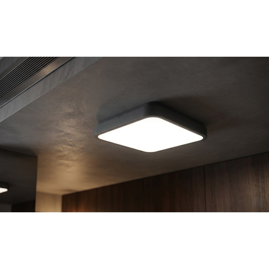 BRILAGI - Plafonnier LED pour salle de bains avec détecteur de mouvement ZENNA LED/24W/230V 34,5x34,5 cm IP44 anthracite + télécommande