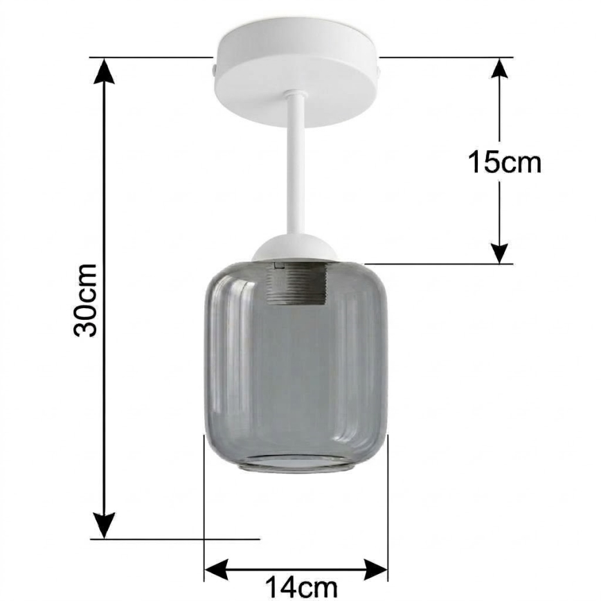 BRILAGI - LED Plafonnier en saillie RETRO GLASS 1xE27/60W/230V Ø 14 cm blanc/gris fumé