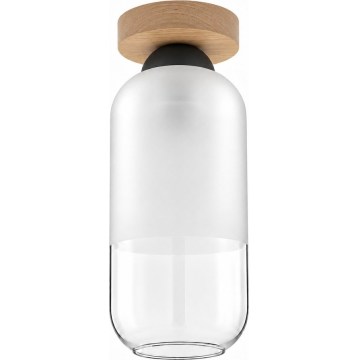 BRILAGI - LED Plafonnier RETRO GLASS 1xE27/60W/230V Ø 14 cm chêne/blanc