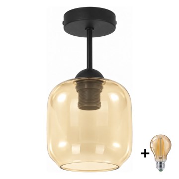 BRILAGI - LED Plafonnier RETRO GLASS 1xE27/60W/230V Ø 14 cm noir/beige fumé