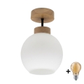 BRILAGI - LED Plafonnier RETRO GLASS 1xE27/60W/230V Ø 15 cm chêne/blanc