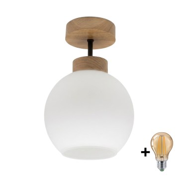 BRILAGI - LED Plafonnier RETRO GLASS 1xE27/60W/230V Ø 15 cm chêne/blanc