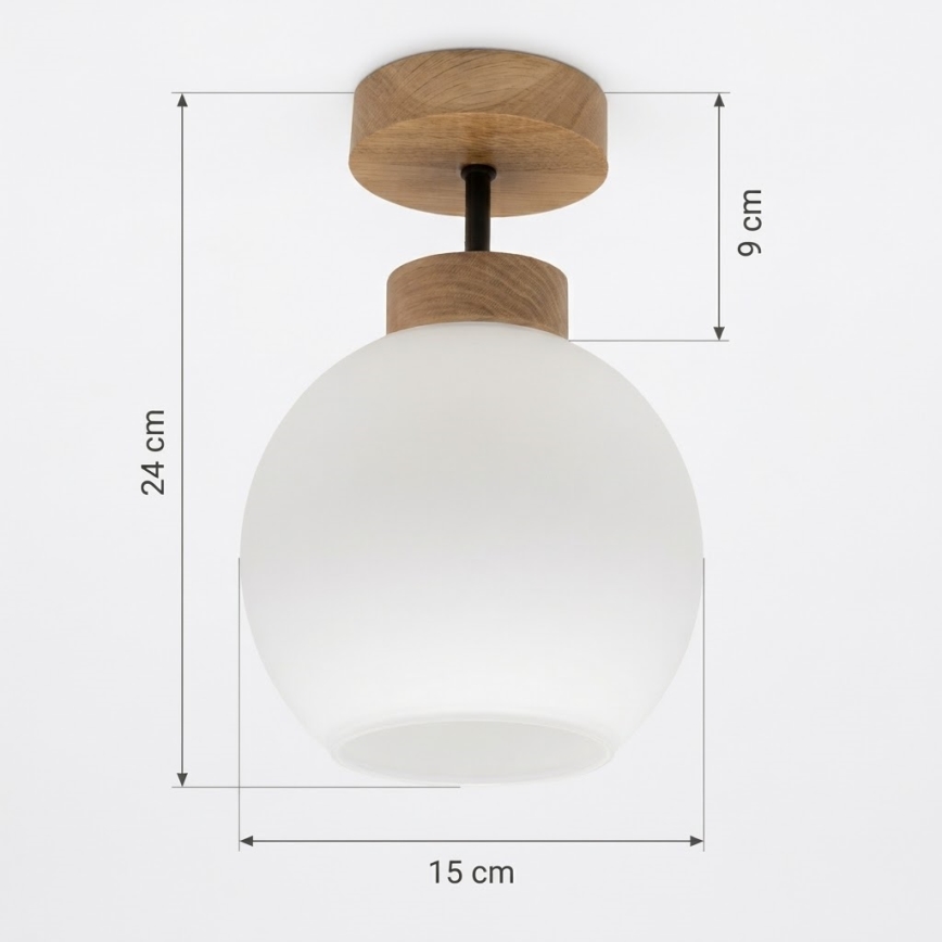 BRILAGI - LED Plafonnier RETRO GLASS 1xE27/60W/230V Ø 15 cm chêne/blanc