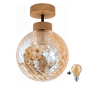 BRILAGI - LED Plafonnier RETRO GLASS 1xE27/60W/230V Ø 17 cm chêne/beige fumé