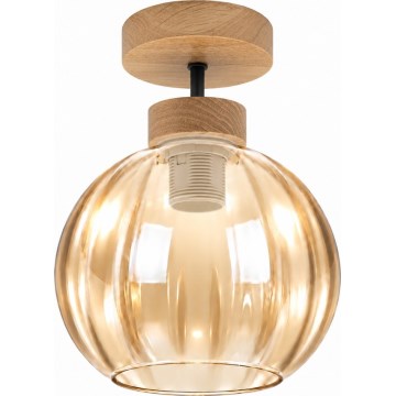 BRILAGI - LED Plafonnier RETRO GLASS 1xE27/60W/230V Ø 18 cm chêne/beige fumé
