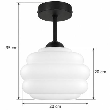 BRILAGI - LED Plafonnier RETRO GLASS 1xE27/60W/230V Ø 20 cm noir/blanc