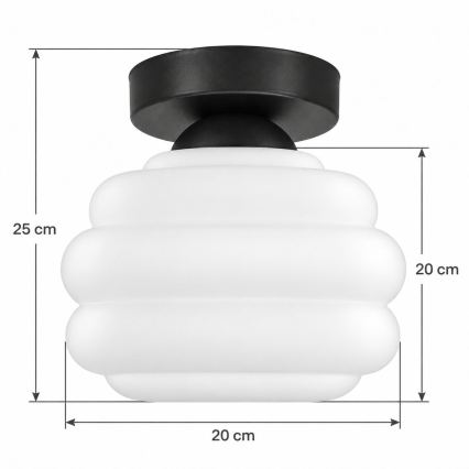 BRILAGI - LED plafonnier RETRO GLASS 1xE27/60W/230V Ø 20 cm noir/blanc