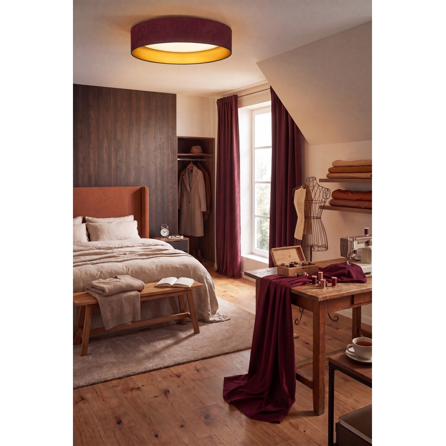 Brilagi - Plafonnier LED VELVET SIMPLE LED/36W/230V 3000K (blanc chaud) Ø 55 cm bordeaux/doré
