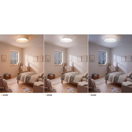 Brilagi - Plafonnier LED VELVET VARI LED/24W/230V 3000/4000/6500K Ø 45 cm blanc/fleuri