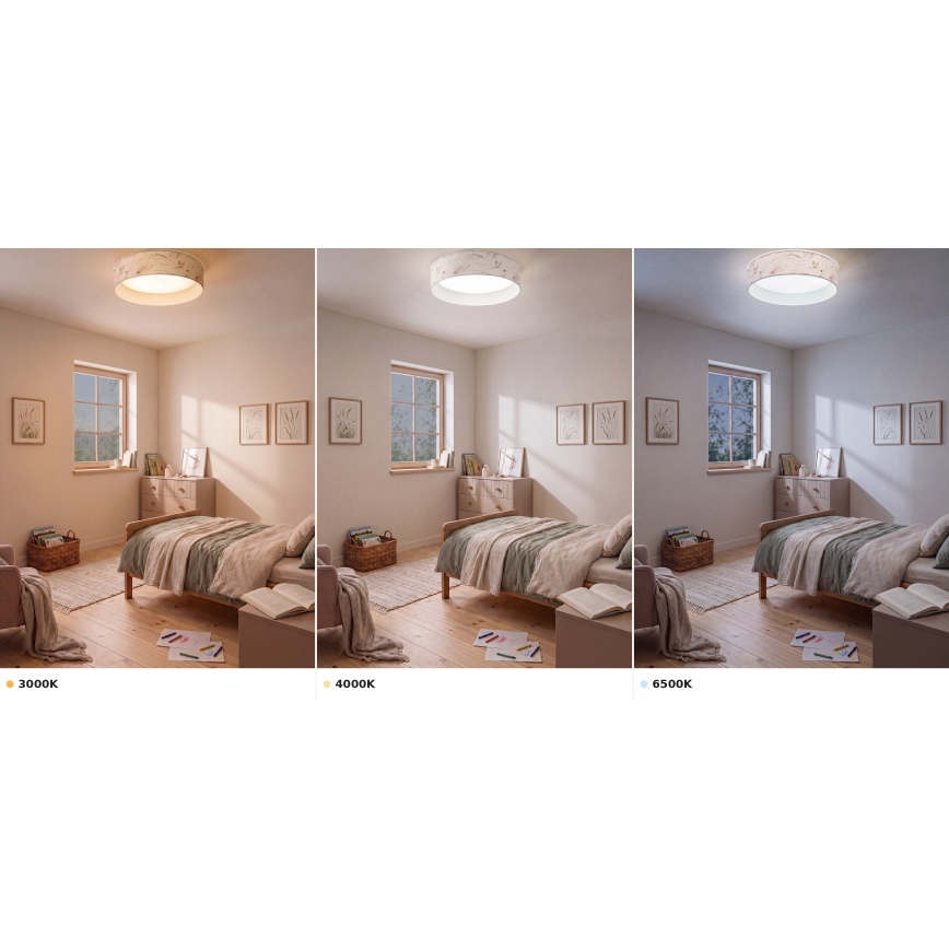 Brilagi - Plafonnier LED VELVET VARI LED/24W/230V 3000/4000/6500K Ø 45 cm blanc/fleuri