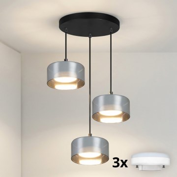 Brilagi - LED RGB+CCT Suspension dimmable sur câble AURA LUX 3xGX53/14W/230V 2700-6500K Wi-Fi Tuya noir/fumé