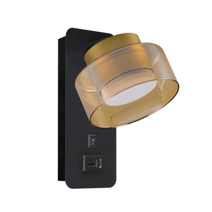 Brilagi - LED RGB+CCT Applique murale dimmable avec port USB AURA LUX 1xGX53/14W/230V 2700-6500K Wi-Fi Tuya noir/doré