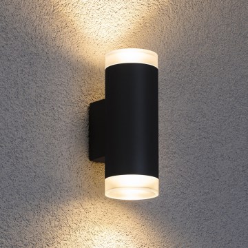 Brilagi - LED RGBW Applique murale extérieure dimmable MATERA 2xGU10/6W/230V 3000K IP54 noire + télécommande