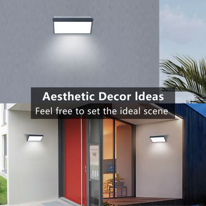 Brilagi - Applique murale d'extérieur LED RGBW à intensité variable TRIANGLE 1xE27/9W/230V 2700-6500K IP65 anthracite