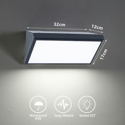 Brilagi - Applique murale d'extérieur LED RGBW à intensité variable TRIANGLE 1xE27/9W/230V 2700-6500K IP65 anthracite