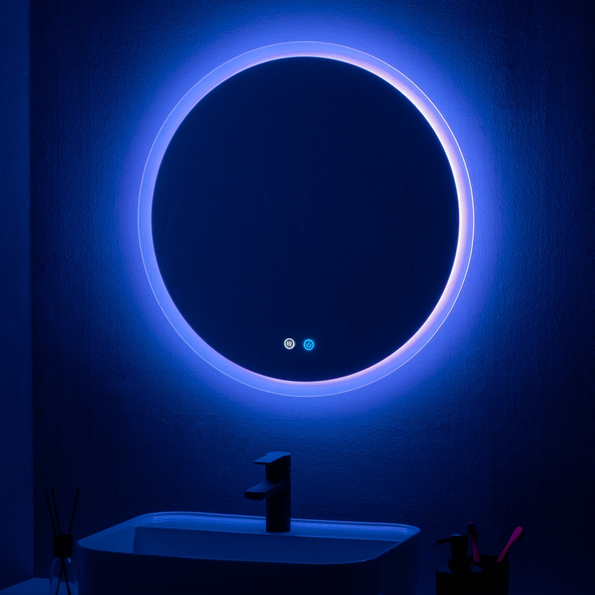 Brilagi - LED RGBW miroir chauffant pour salle de bains CLARA PRO LED/19W/230V Ø 60 cm IP44 CRI 90 à intensité variable + CCT + télécommande