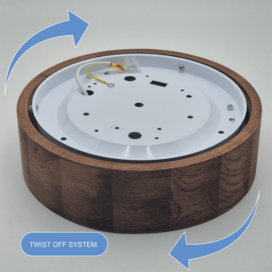 Brilagi - Plafonnier LED RGBW dimmable CARVALHO 1xE27/15W/230V 2700-6500K Wi-Fi chêne Ø 27,5 cm