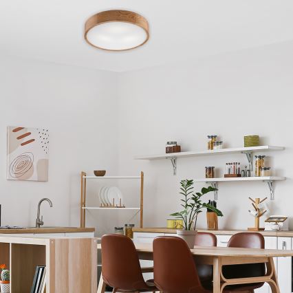 Brilagi - Plafonnier LED RGBW dimmable CARVALHO 3xE27/15W/230V 2700-6500K Wi-Fi chêne Ø 47,5 cm