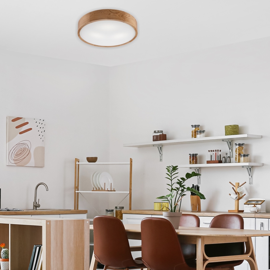 Brilagi - Plafonnier LED RGBW dimmable CARVALHO 3xE27/15W/230V 2700-6500K Wi-Fi chêne Ø 47,5 cm