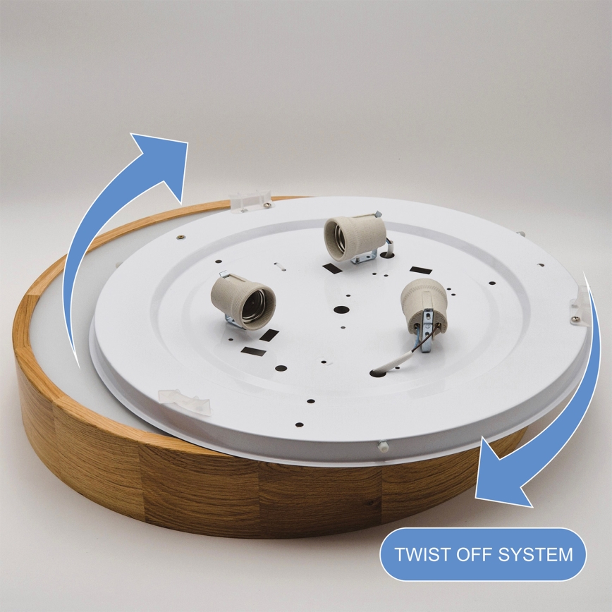 Brilagi - Plafonnier LED RGBW dimmable CARVALHO 3xE27/15W/230V 2700-6500K Wi-Fi chêne Ø 47,5 cm