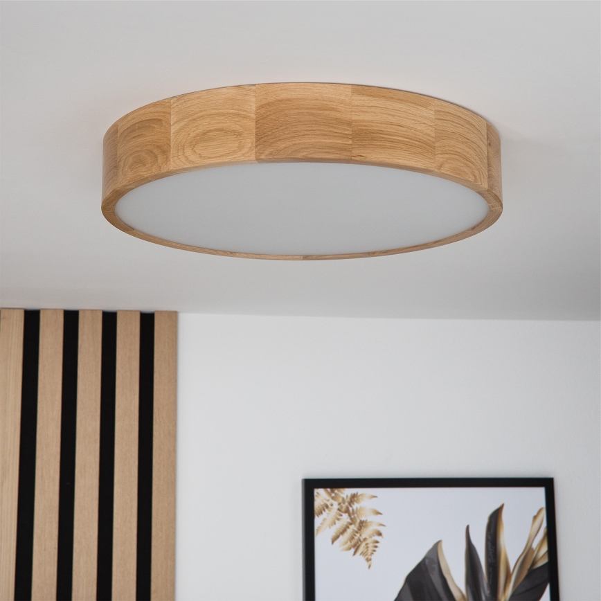 Brilagi - Plafonnier LED RGBW dimmable CARVALHO 3xE27/9W/230V 2700-6500K Wi-Fi chêne Ø 47,5 cm