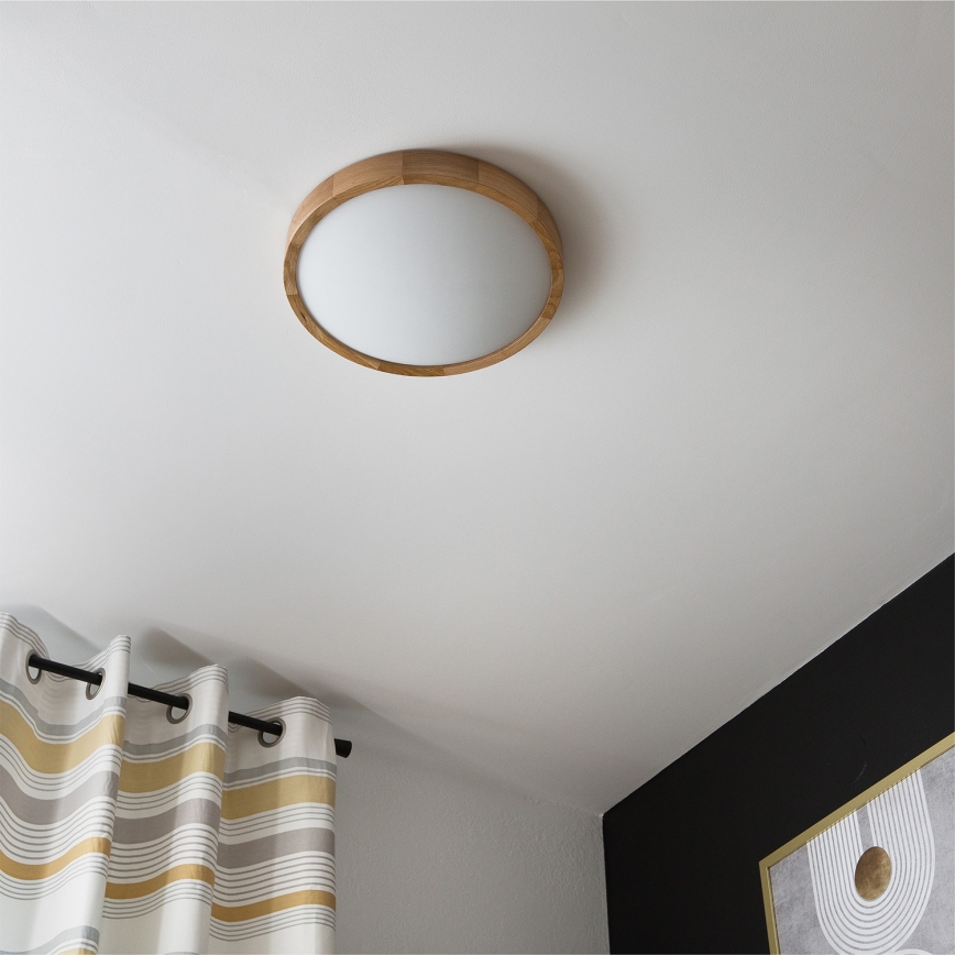 Brilagi - Plafonnier LED RGBW dimmable CARVALHO SLIM 2xE27/15W/230V 2700-6500K Wi-Fi chêne Ø 37 cm