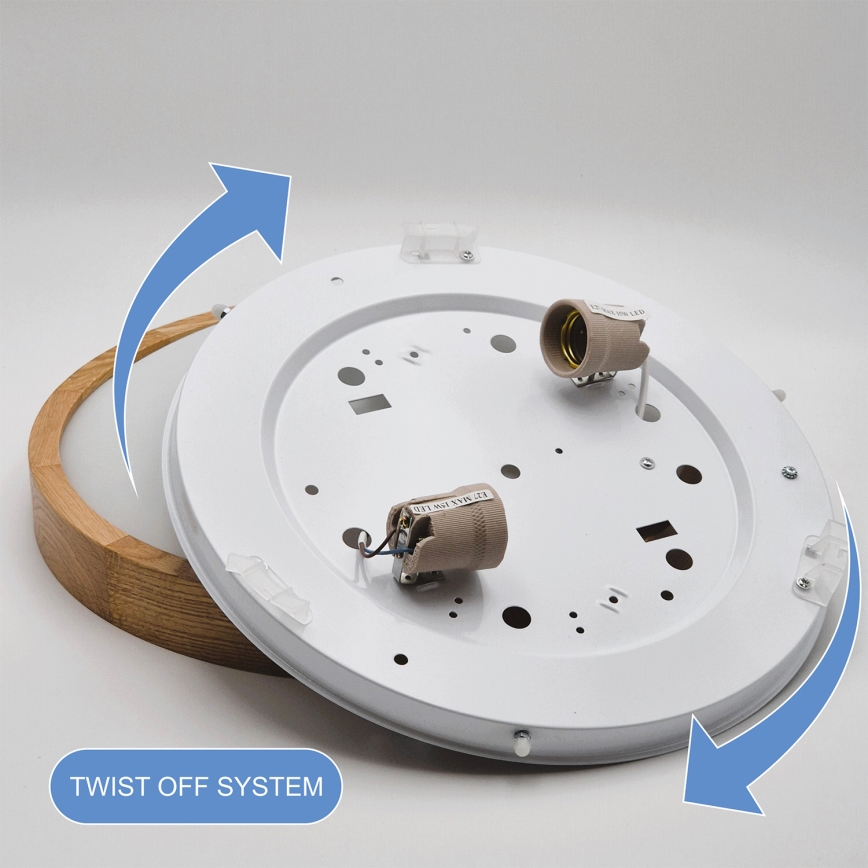 Brilagi - Plafonnier LED RGBW dimmable CARVALHO SLIM 2xE27/15W/230V 2700-6500K Wi-Fi chêne Ø 37 cm