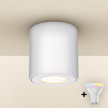 Brilagi - LED RGBW, luminaire MIA pour salle de bains dimmable, 1xGU10/6W/230V, 3000K, 84x80 mm, blanc, IP54 + télécommande