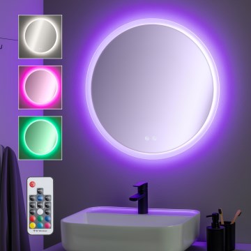 Brilagi - LED RGBW miroir chauffant pour salle de bains CLARA PRO LED/19W/230V Ø 60 cm IP44 CRI 90 à intensité variable + CCT + télécommande