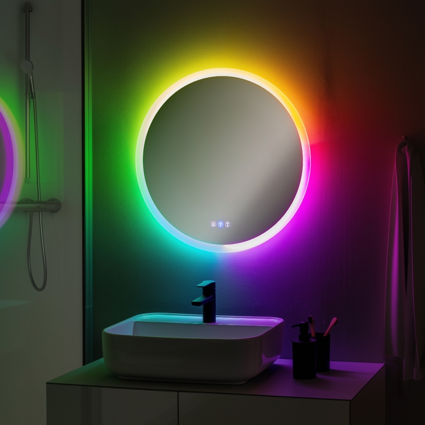 Brilagi - Miroir chauffant LED RGBW pour salle de bains CLARA PRO LED/18,5W/230V Ø 60 cm IP44 CRI 90 dimmable + CCT