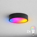 BRILAGI - LED RGBW Plafonnier de salle de bain dimmable CLARE 2xE27/12W/230V 2700-6500K Ø 30 cm IP54 noir
