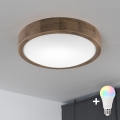 BRILAGI - LED RGBW plafonnier dimmable CARVALHO SLIM 1xE27/12W/230V 2700-6500K chêne Ø 27 cm