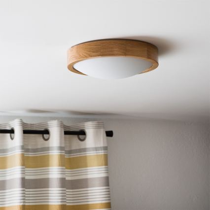Brilagi - Plafonnier LED RGBW dimmable CARVALHO SLIM 1xE27/9W/230V 2700-6500K Wi-Fi chêne pr. 27 cm