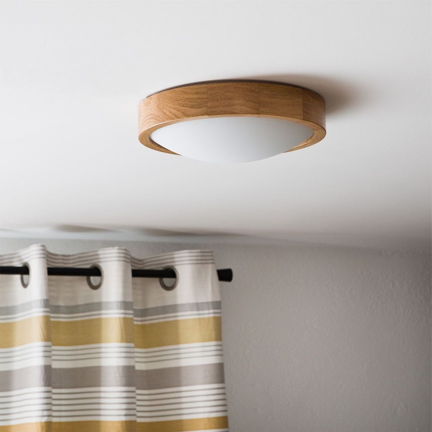 Brilagi - Plafonnier LED RGBW dimmable CARVALHO SLIM 1xE27/9W/230V 2700-6500K Wi-Fi chêne pr. 27 cm