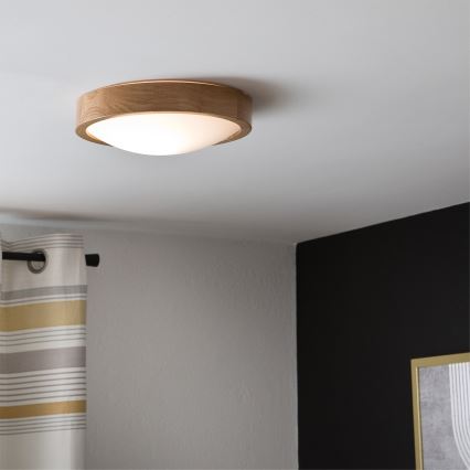 Brilagi - Plafonnier LED RGBW dimmable CARVALHO SLIM 1xE27/9W/230V 2700-6500K Wi-Fi chêne pr. 27 cm