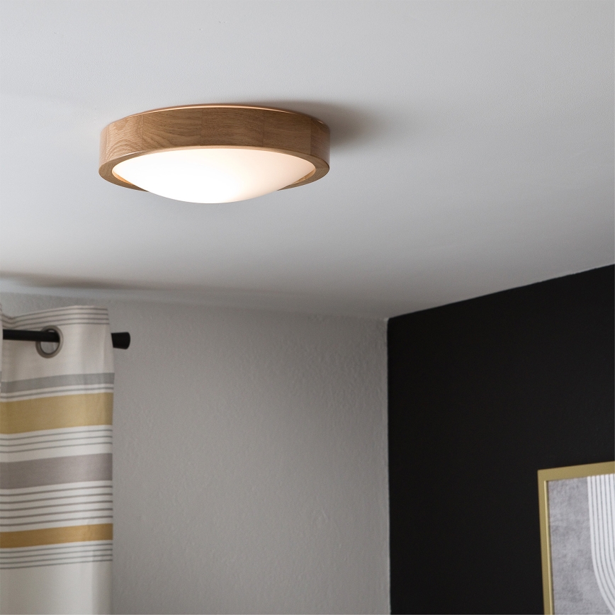 Brilagi - Plafonnier LED RGBW dimmable CARVALHO SLIM 1xE27/9W/230V 2700-6500K Wi-Fi chêne pr. 27 cm