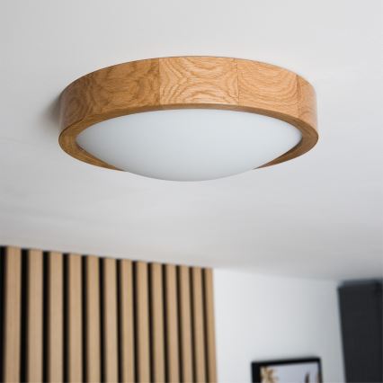 Brilagi - Plafonnier LED RGBW dimmable CARVALHO SLIM 1xE27/9W/230V 2700-6500K Wi-Fi chêne pr. 27 cm