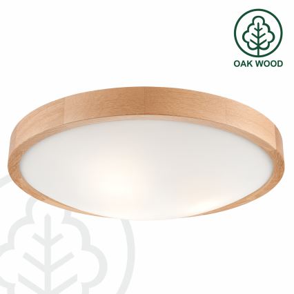 Brilagi - Plafonnier LED RGBW dimmable CARVALHO SLIM 3xE27/9W/230V 2700-6500K Wi-Fi chêne Ø 47 cm